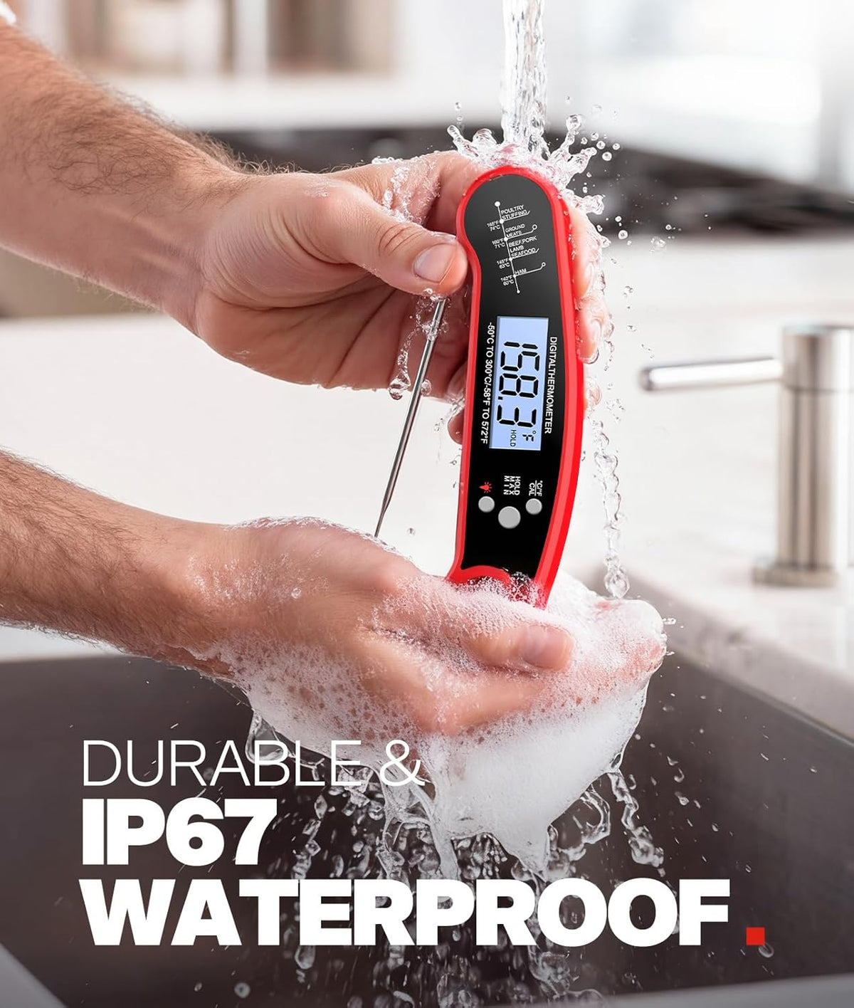 Meat Thermometer Digital, 1-2 Sec Instant Read, Food, Cooking, Grilling